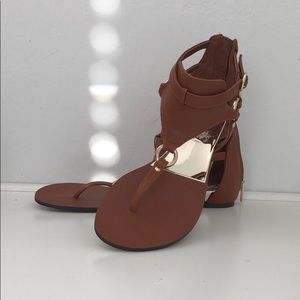 Vince Camuto brown and gold sandals